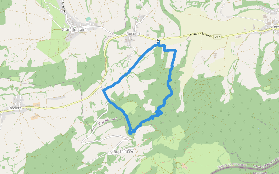 Tour de Faux d'Enson - Rocourt walking route map in Haute-Ajoie