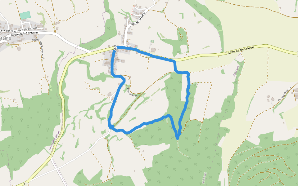 Rocourt walking route map in Grandfontaine