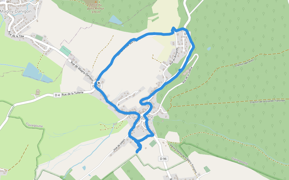 Vieux Chemin de Frédéric Fontaine walking route map in Clairegoutte