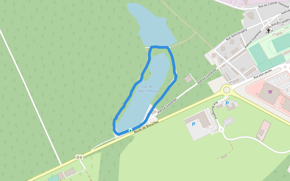 Lac des Sept Chevaux walking route map in Luxeuil-les-Bains