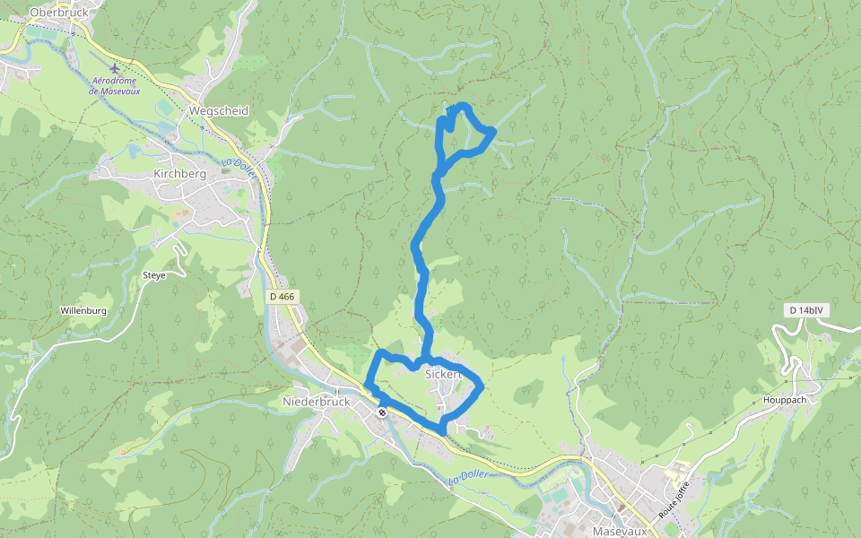 Chemin de la Gare walking route map in Masevaux-Niederbruck