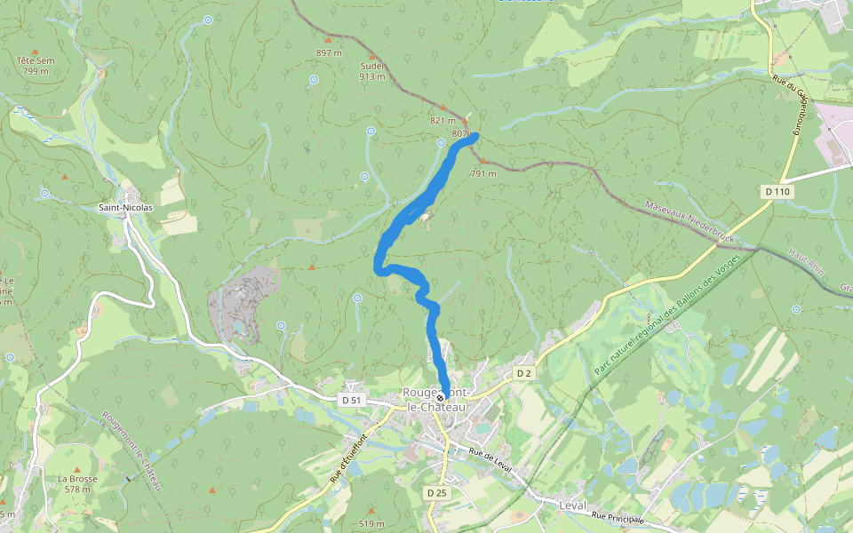 Chemin du Pierrot walking route map in Rougemont-le-Château
