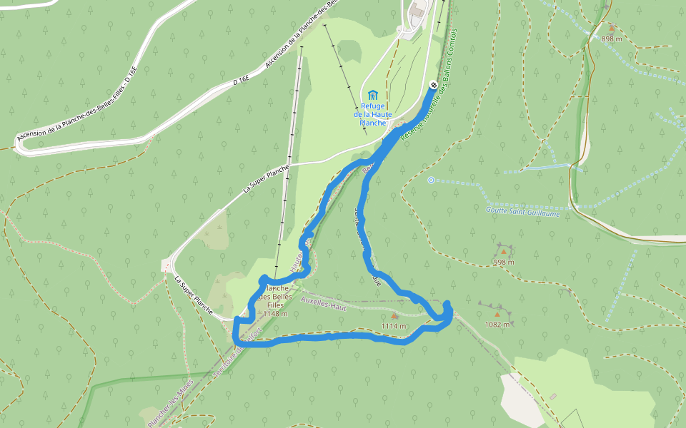 Sentier de la Roche Fendue walking route map in Plancher-les-Mines