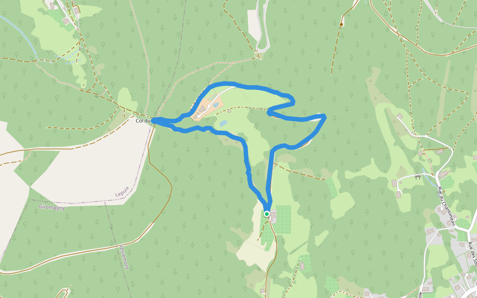 Col du Montjean walking route map in Vescemont