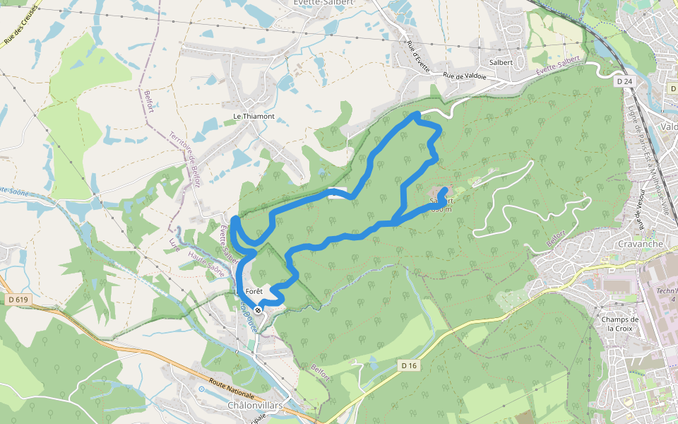 Chemin Communal walking route map in Évette-Salbert
