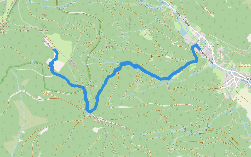 Roche du Canton walking route map in Lepuix