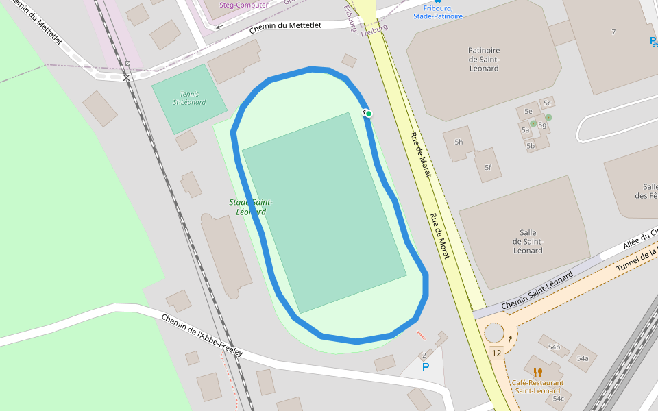 Stade Saint-Léonard walking route map in Fribourg