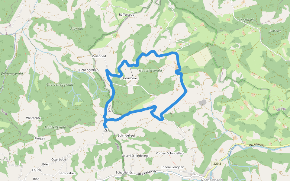 Goucherewald - Martinsegg walking route map in Linden