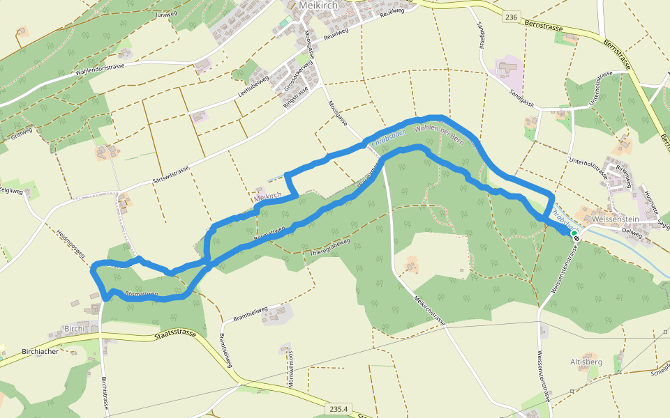 Bösmattweg walking route map in Wohlen bei Bern