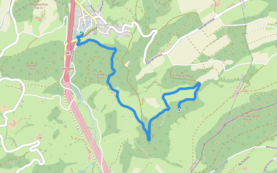 Fürbergsegg - Stamberg walking route map in Eptingen