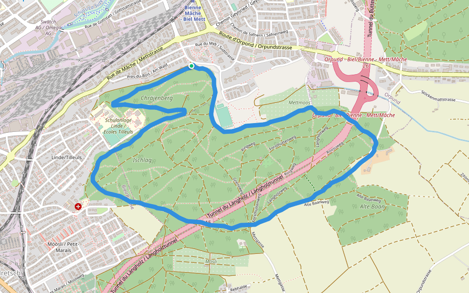 Längholz walking route map in Biel