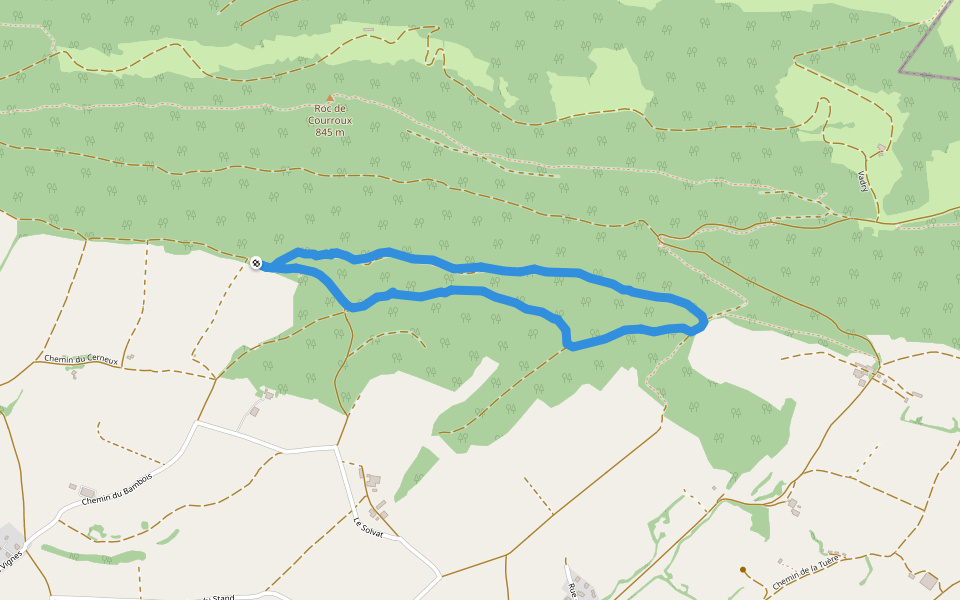 Roc de Courroux walking route map in Courroux