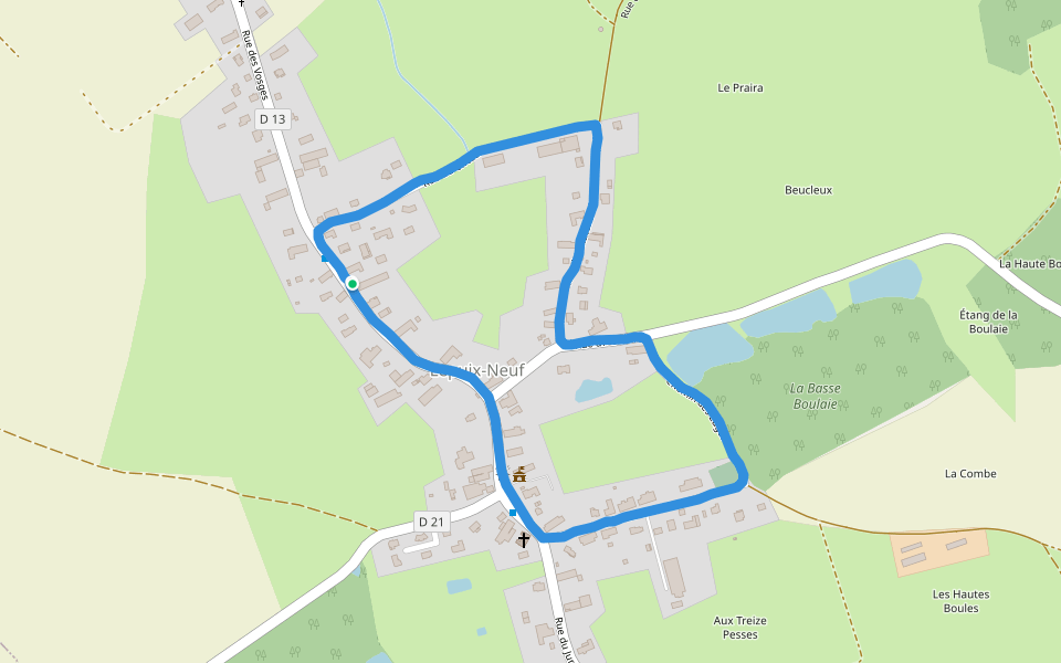 La Basse Boulaie walking route map in Lepuix-Neuf