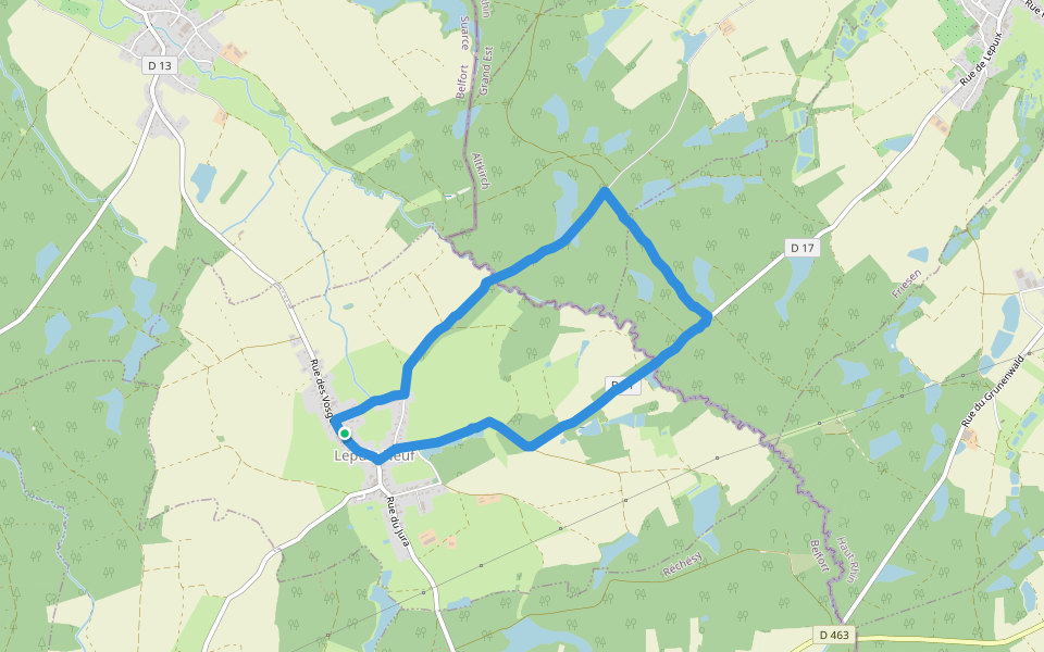 Étang la Femme walking route map in Lepuix-Neuf
