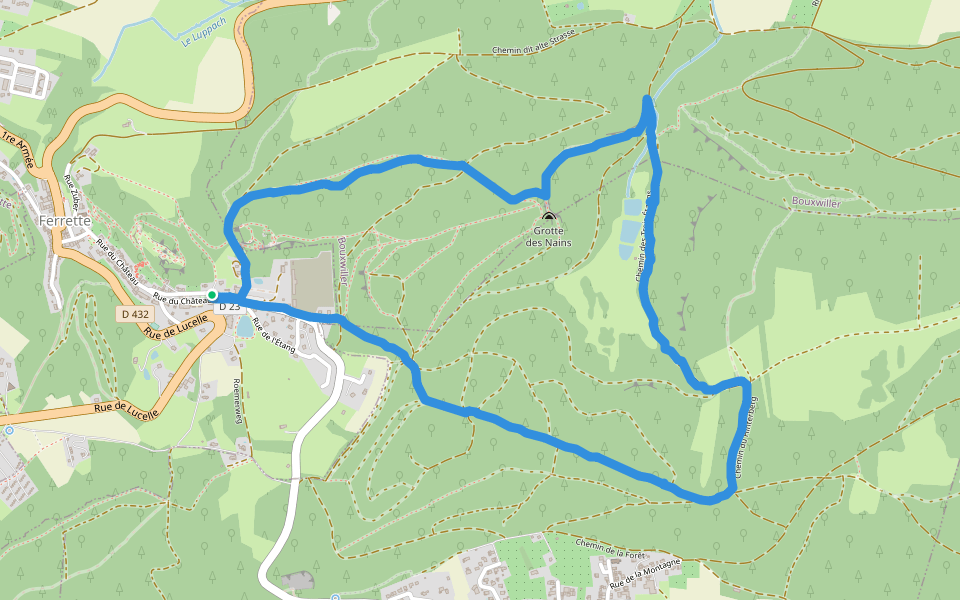 Chemin dit alte Strasse walking route map in Ferrette