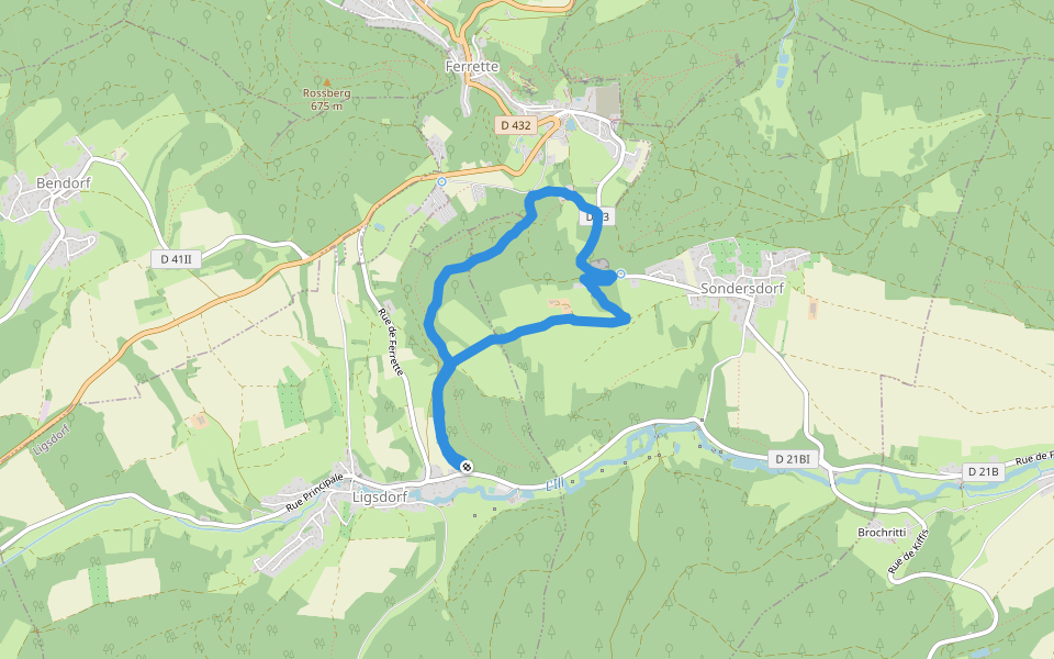 Roemerweg walking route map in Ligsdorf