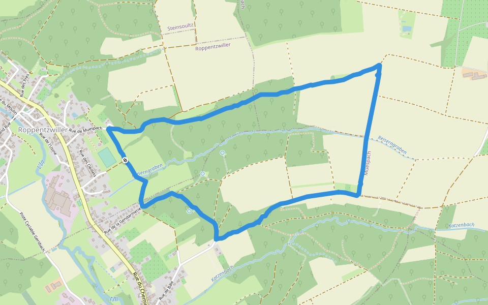 Reiserngraben walking route map in Roppentzwiller