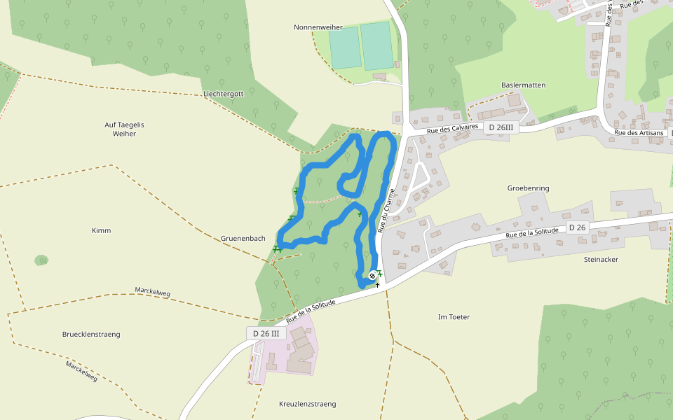 Kreuzwald walking route map in Bréchaumont