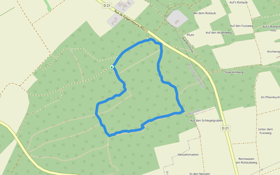 Forêt du Tannenwald walking route map in Brunstatt-Didenheim