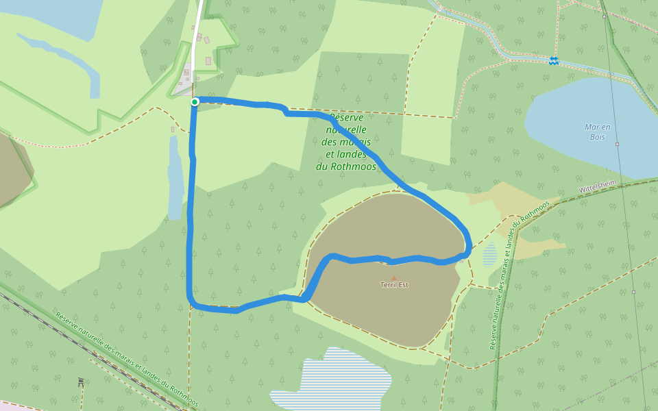 Réserve naturelle des marais et landes du Rothmoos walking route map in Wittelsheim