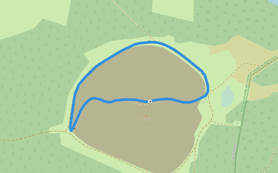 Réserve naturelle des marais et landes du Rothmoos walking route map in Wittelsheim