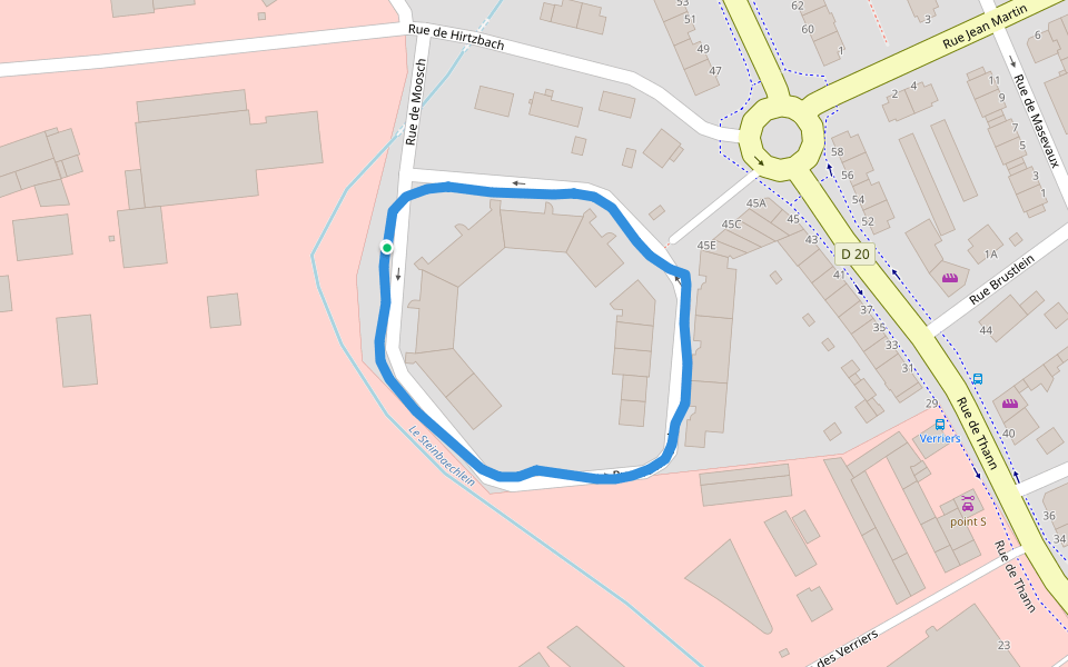Le Steinbaechlein walking route map in Mulhouse