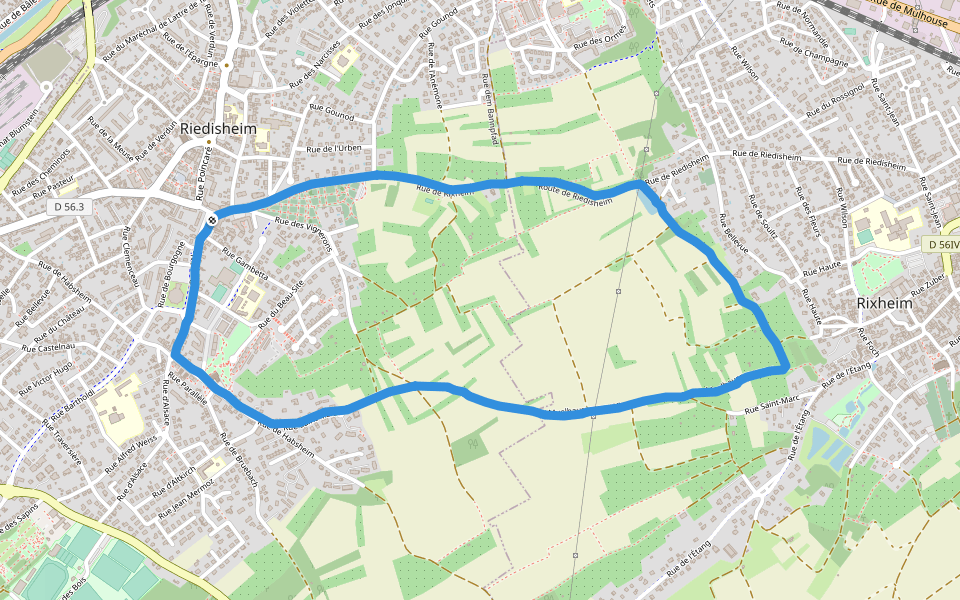 Parc Paul Schaller walking route map in Riedisheim