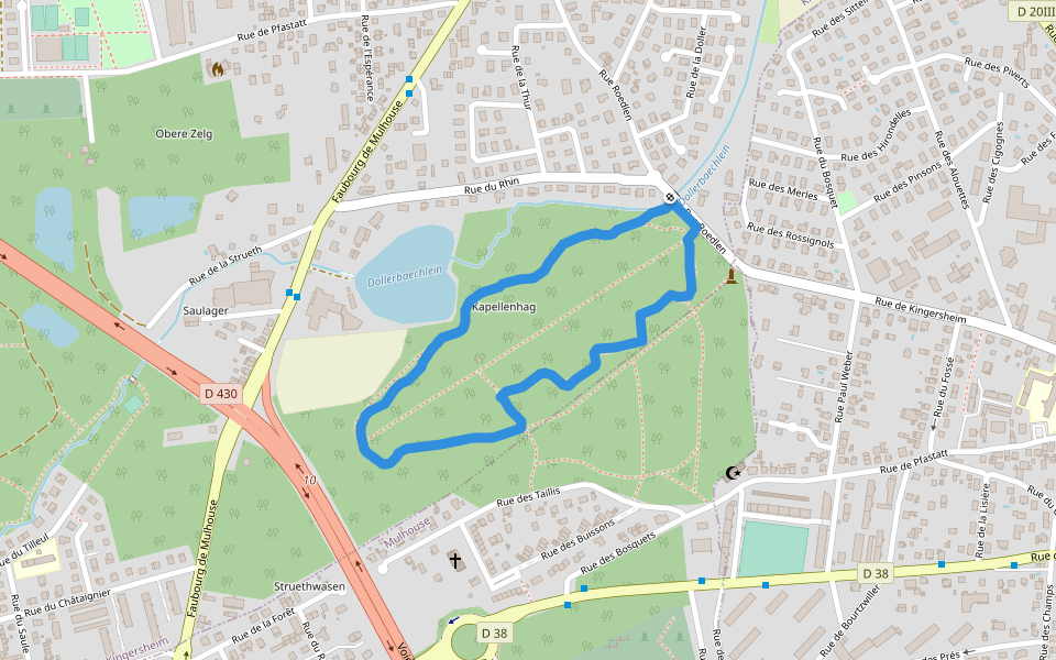 Parcours de santé walking route map in Kingersheim