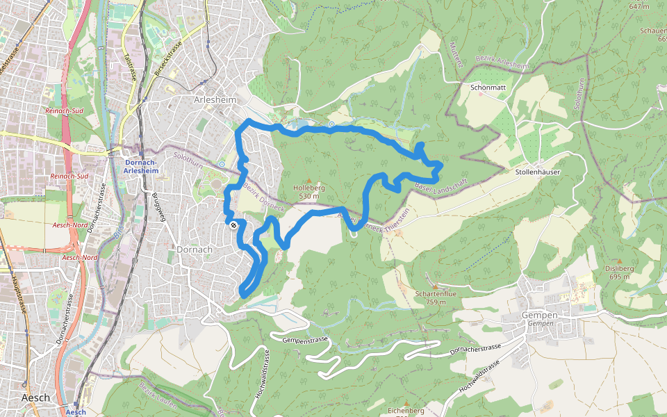 Holleberg walking route map in Dornach