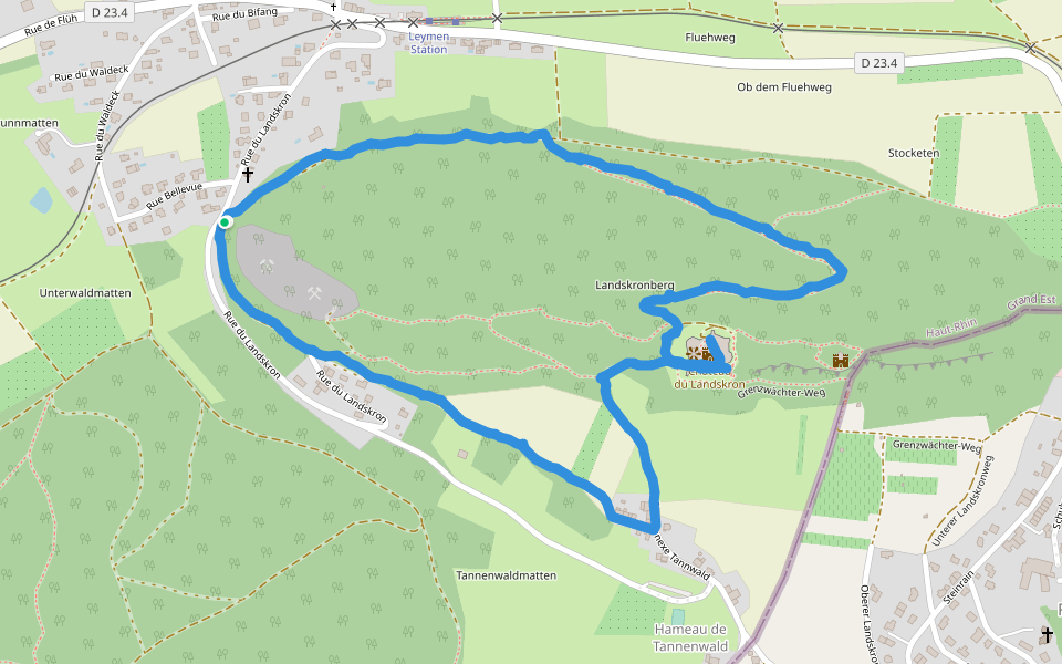 Grenzwächter-Weg walking route map in Leymen