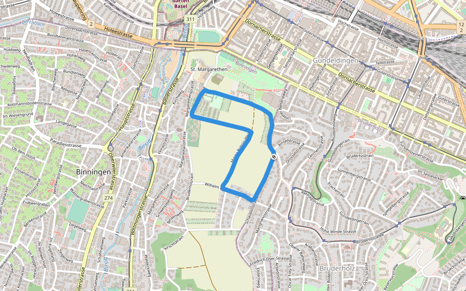 Sonnenbad St. Margarethen walking route map in Riehen