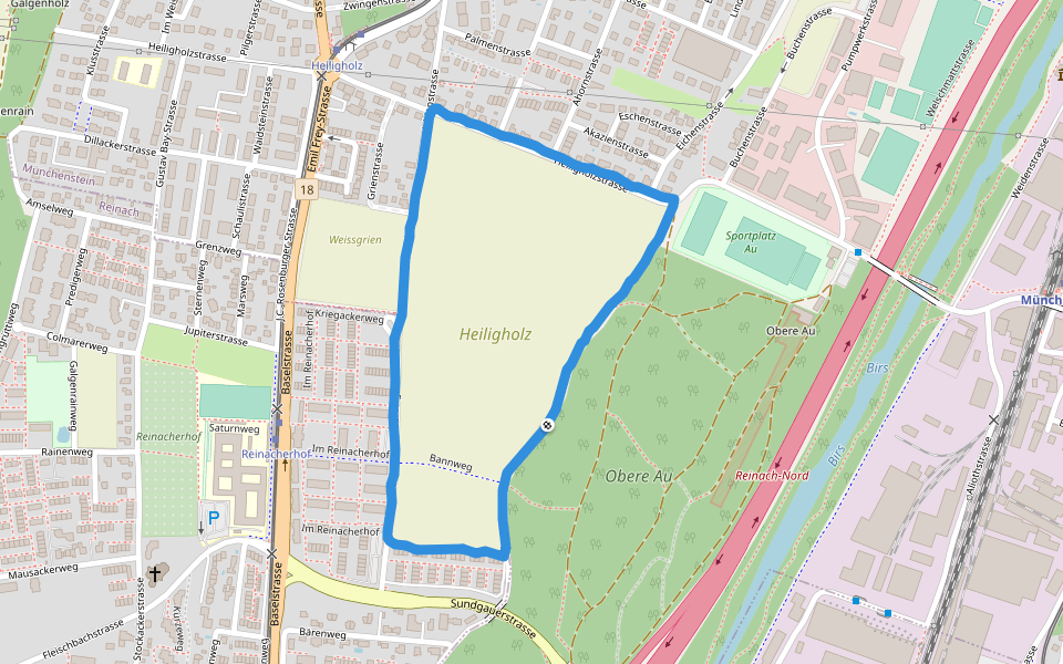 Heiligholz walking route map in Reinach