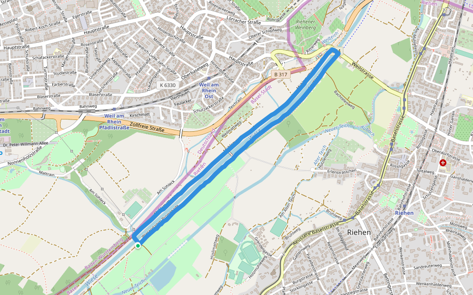 Wiese walking route map in Riehen