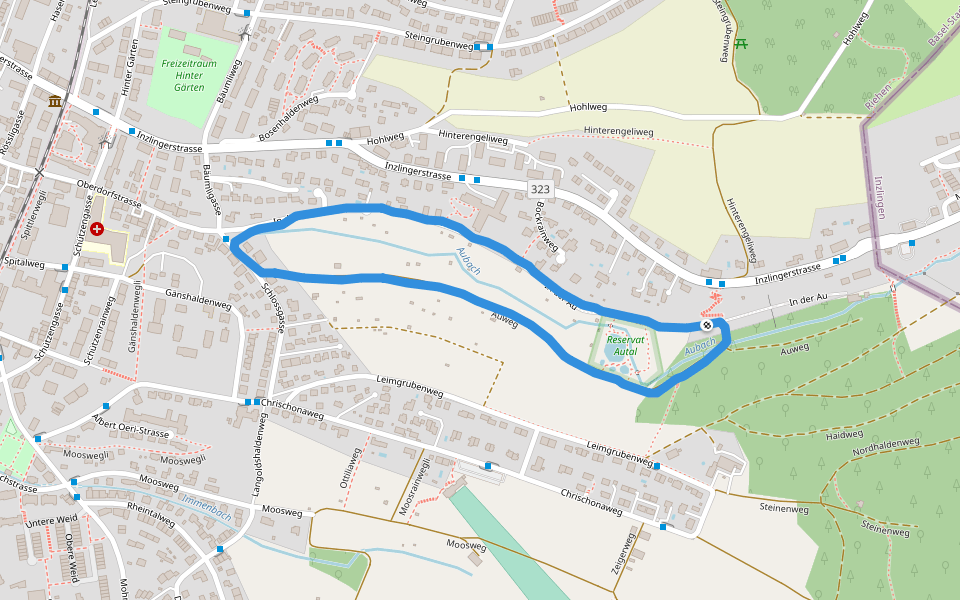 Reservat Autal walking route map in Riehen
