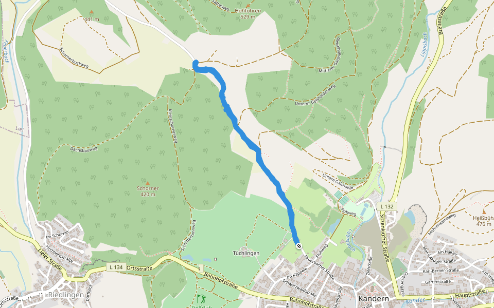 Kleinschornerweg walking route map in Kandern
