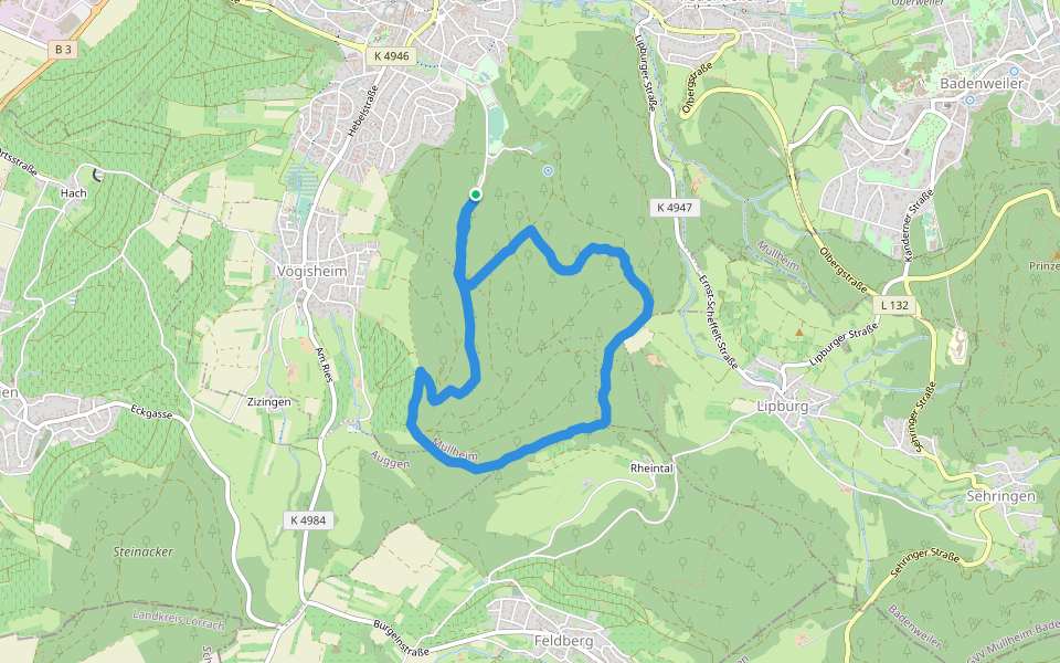 Lipburger Weg walking route map in Müllheim im Markgräflerland