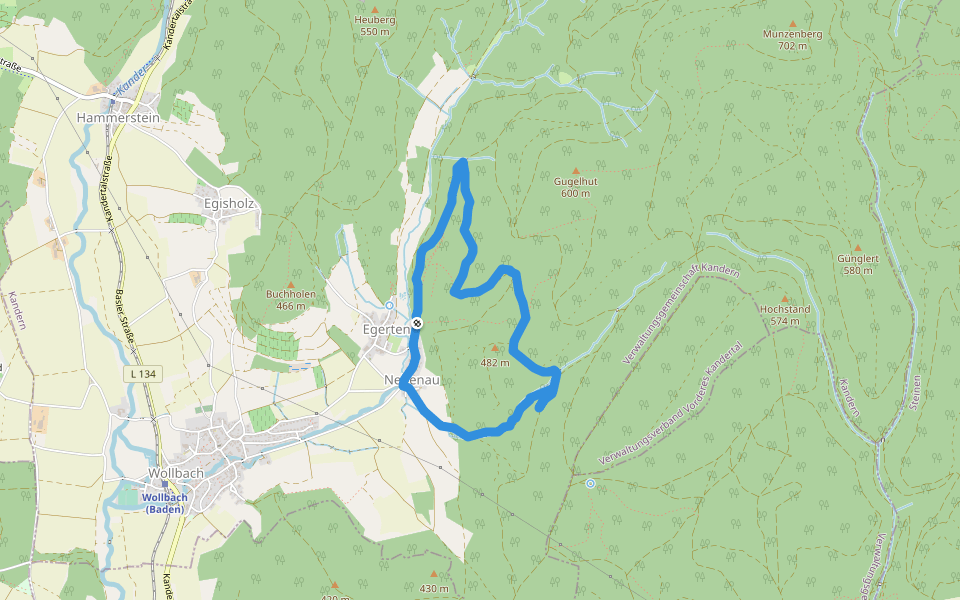 Burgweg walking route map in Kandern
