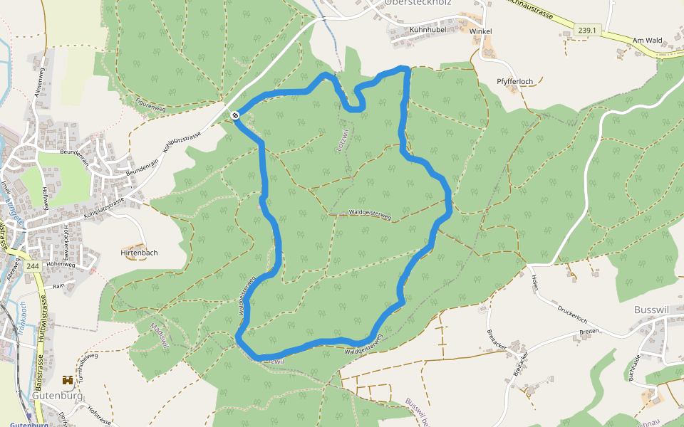 Waldgeisterweg walking route map in Lotzwil