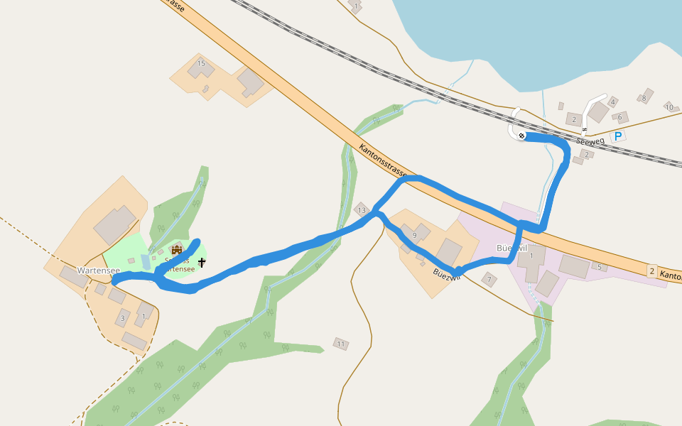 Büezwil walking route map in Sempach Station