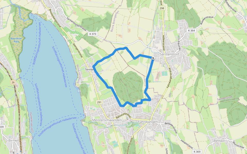 Schiessplatz walking route map in Sarmenstorf