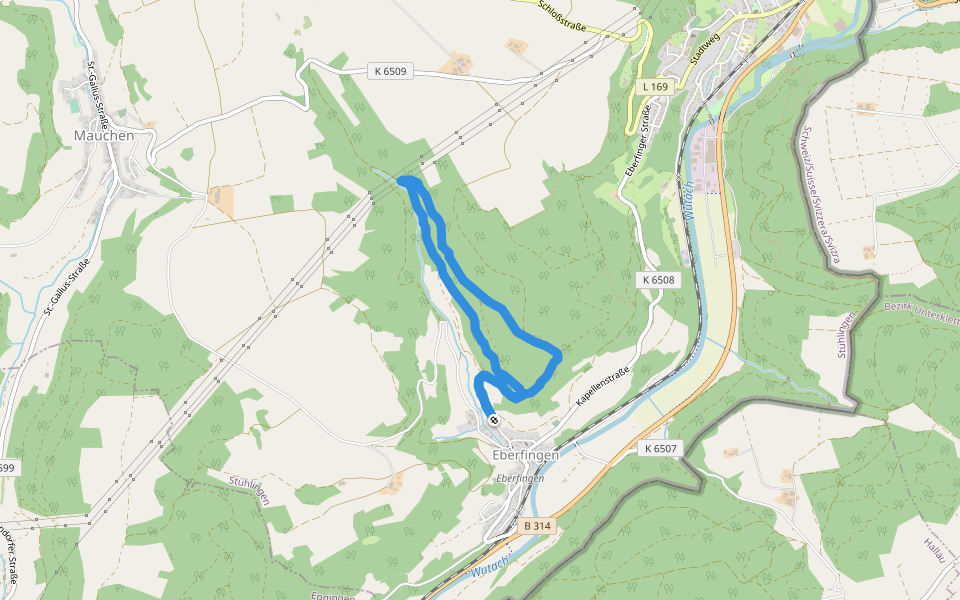 Bergstraße walking route map in Stühlingen
