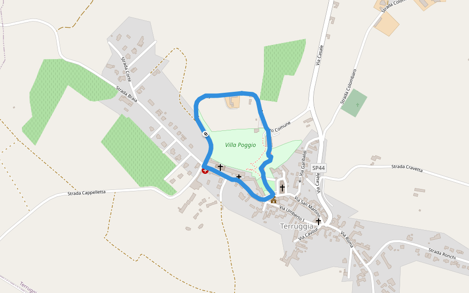 Villa Poggio walking route map in Terruggia