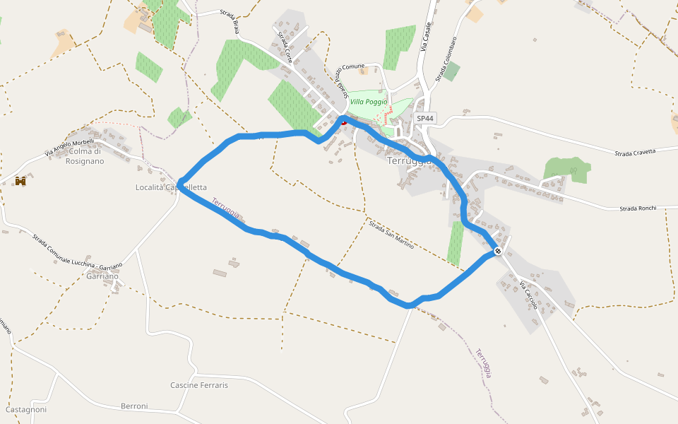 Villa Poggio walking route map in Terruggia