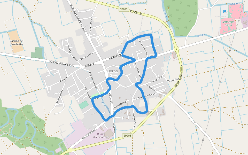 Parco pubblico Giovanni Biscaldi walking route map in Dorno