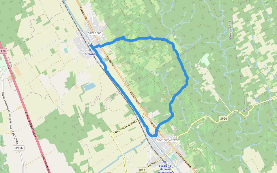 Strada Vicinale Sotto Ronchi di Monte Tabor walking route map in Sizzano