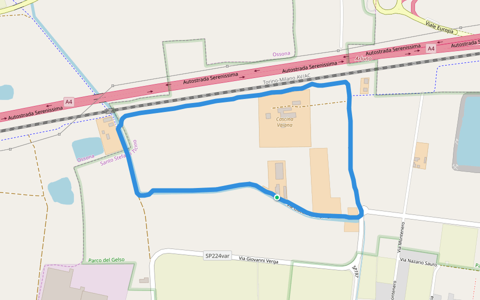 Cascina Vaiana walking route map in Via Leopardi