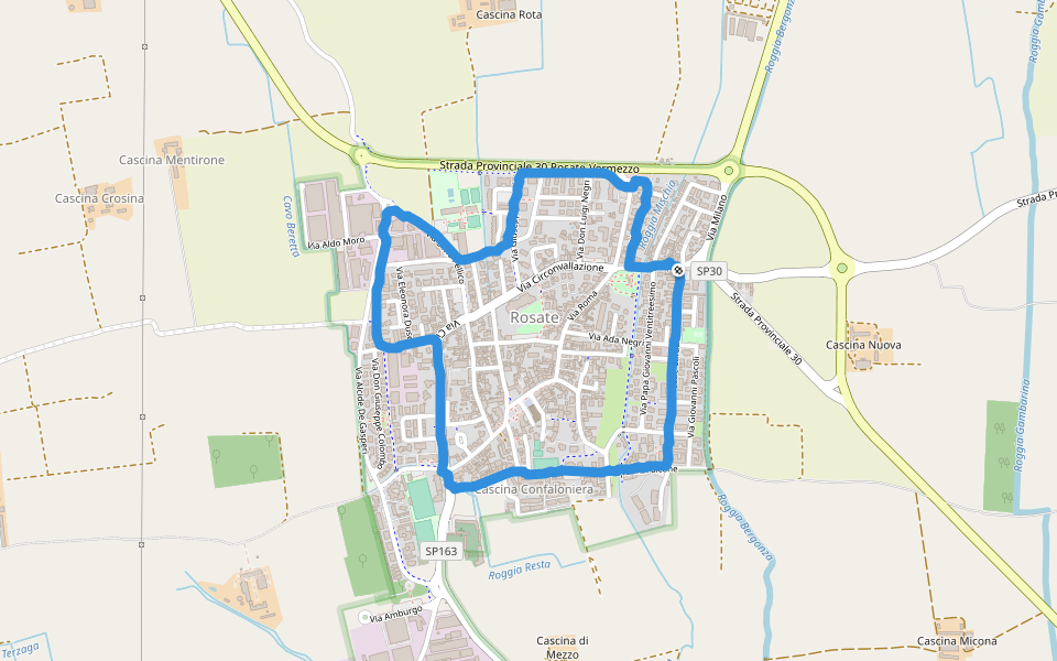Parco agricolo Sud Milano walking route map in Rosate