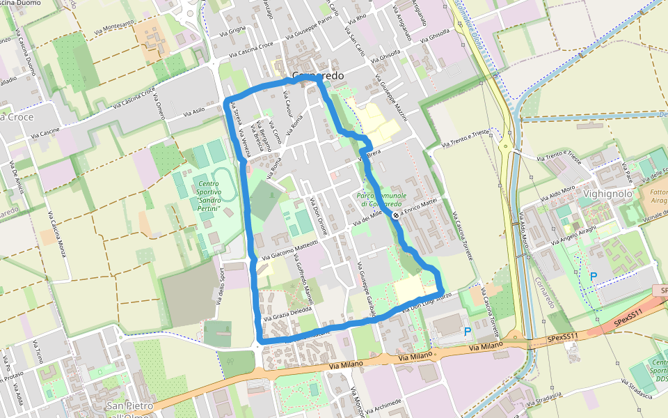 Parco comunale di Cornaredo walking route map in Cornaredo