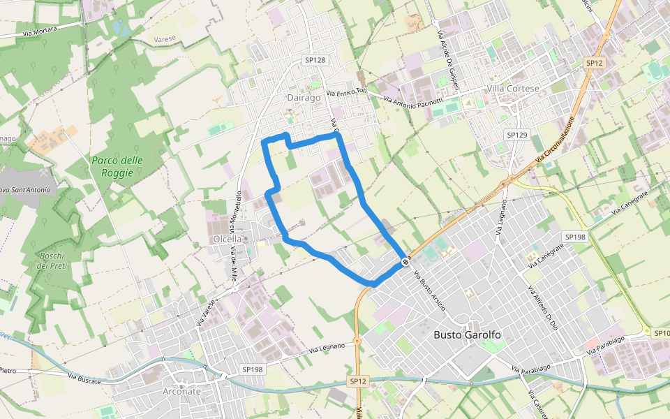 Via della Corriva walking route map in Busto Garolfo