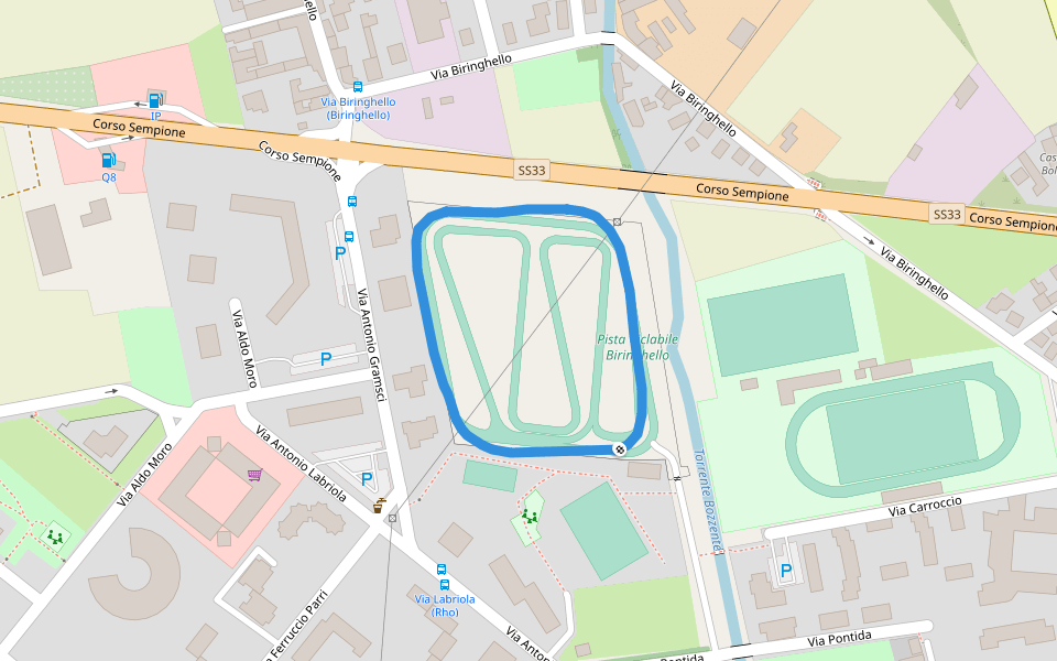 Torrente Bozzente walking route map in Rho